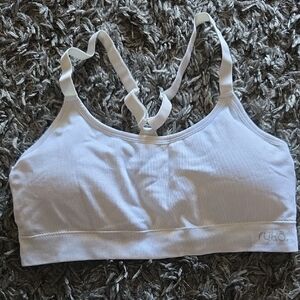 Ryka White Ribbed Sports Bra